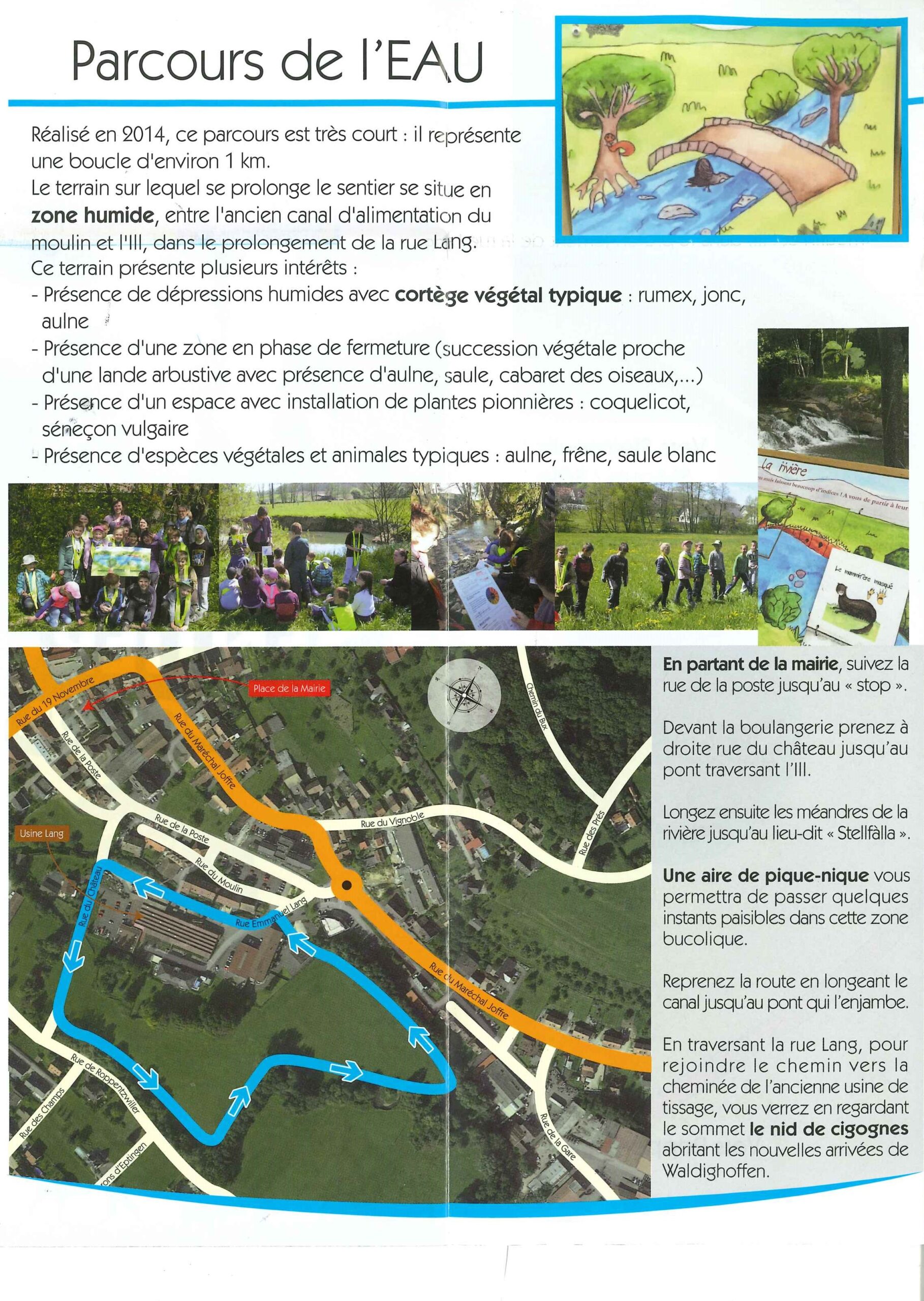 carte parcours de l'eau du sentier pédagogique